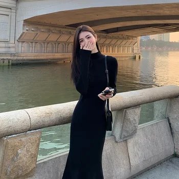 Vestidos Para Mujer 여성용 긴 선드레스, 빈티지 원피스 De Mujer 우아한 Vestido Feminino Traf 공식 매장, 겨울