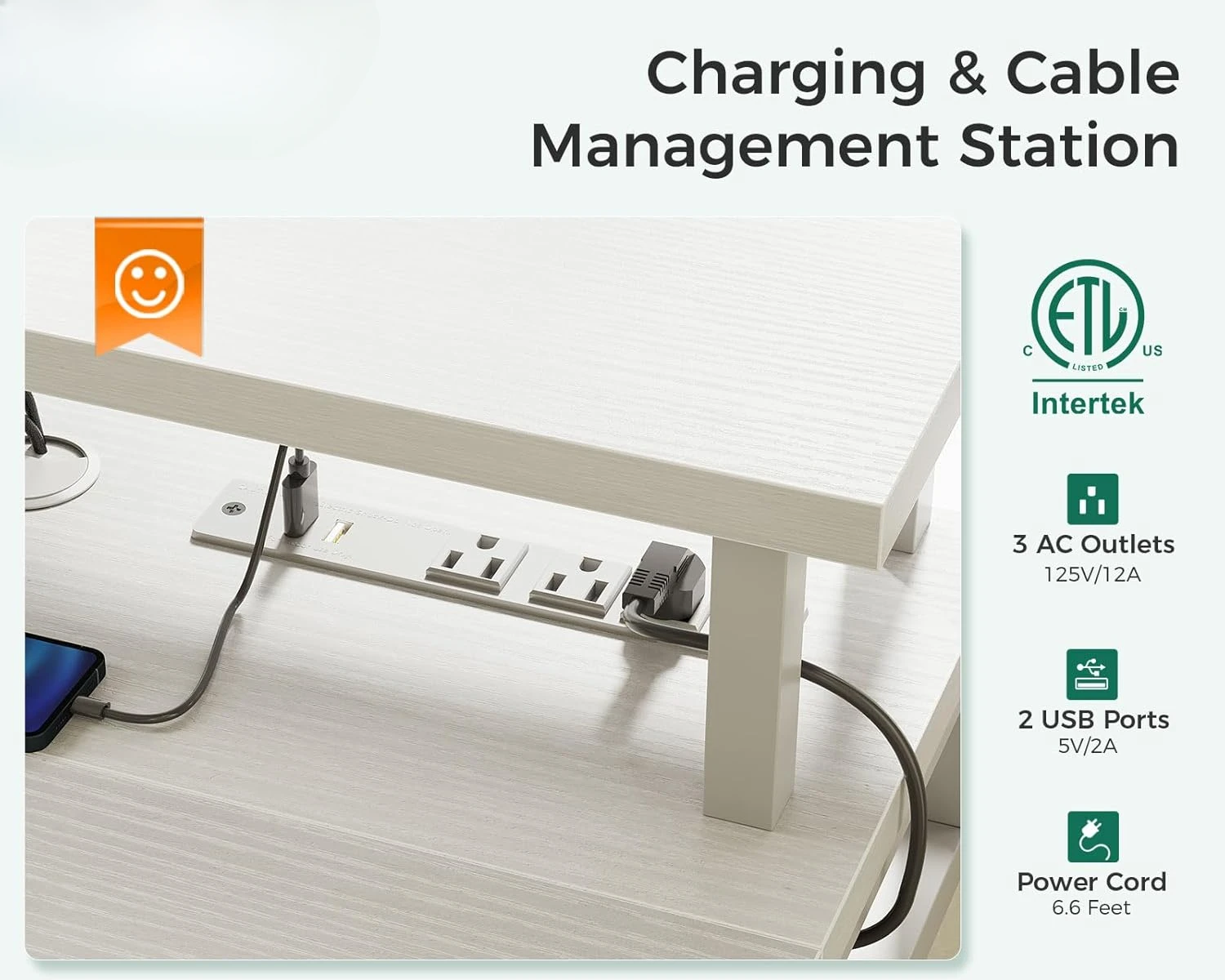 Mesa elétrica com gavetas e bandeja do teclado, mesa pequena ajustável de 47 polegadas com tomada elétrica e luzes led