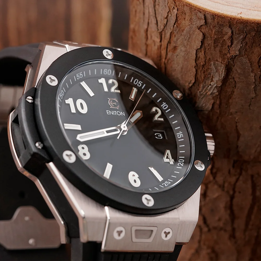 

ENITON 42mm relogios masculino autom á tico stainless steel business night light vintage watch luxury NH35 watch waterproof men'