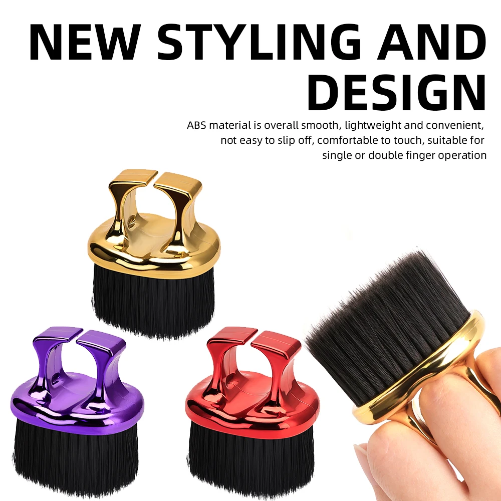 

Professional Plating Barber Finger Brush Neck Duster - Nylon Bristles Hair Cutting Dust Remover Tool for Styling Salon