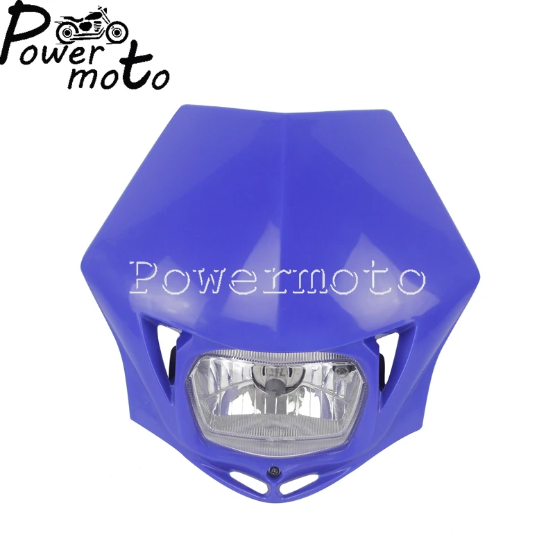 Blue Universal Motorcycle Headlight Dirt Bike MX Enduro Head Light for Yamaha WR250F/X WR450F YZ XT TTR230 Motocross H4 12V 35W