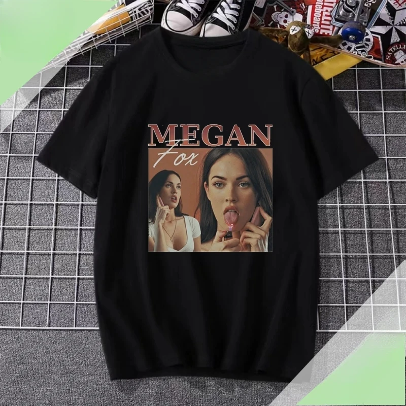 Megan Fox Sportswear Man Y2k Clothing Goth Clothes Short Sleeved T-shirt Streetwear Movie Actress Tops 100%cotton Men's T-shirts