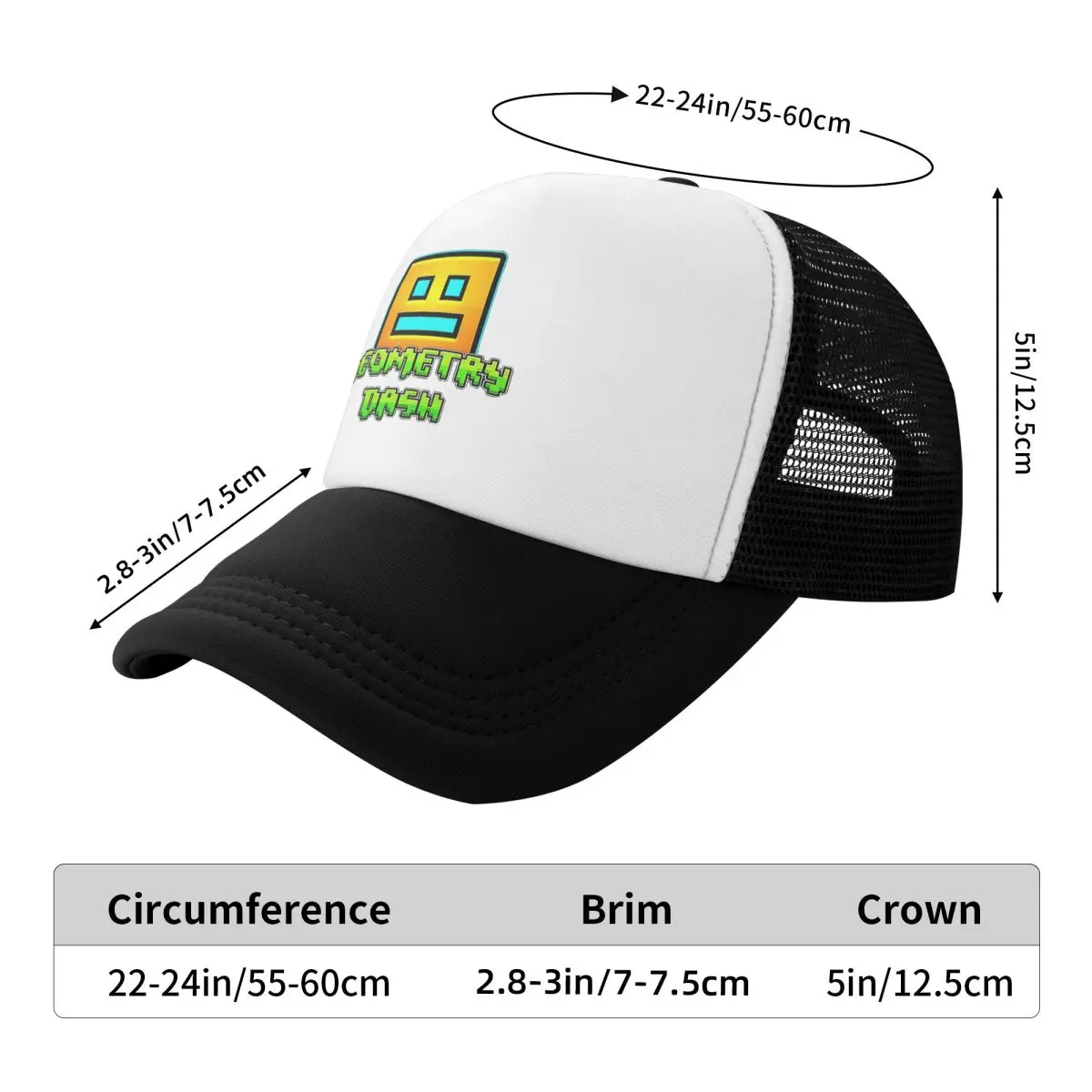 Video Game Geometry Dash Cap Fashion Casual Mesh Baseball Caps Adjustable Hat Hip Hop Summer Unisex Baseball Hats Polychromatic