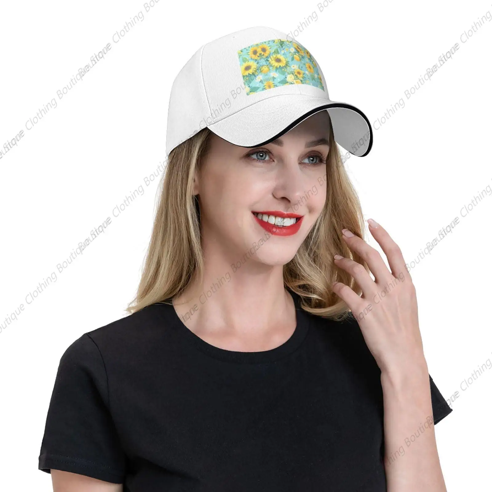 Yellow chrysanthemum Comfortable and breathable casual sandwich baseball cap - light and dry, curved brim hat