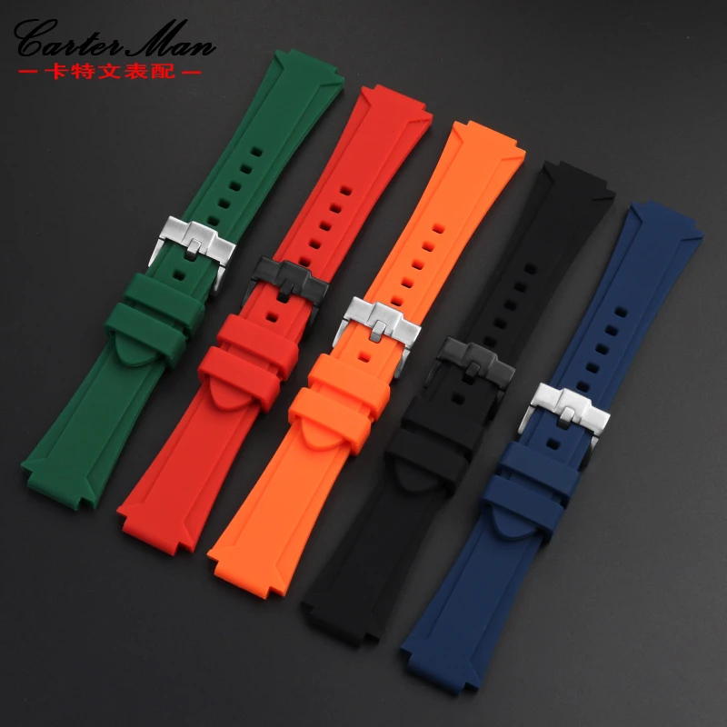 Raised silicone bracelet suitable for TIMEX men's tidal compass T2N721 T2N720 series resin  watch strap 24 * 16mm wristband belt