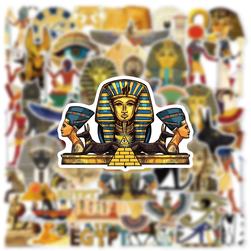 10/30/50pcs Ancient Egyptian Culture Stickers Vintage Cartoon Pyramid Sphinx Sticker Skateboard Phone Laptop Decals Decoration