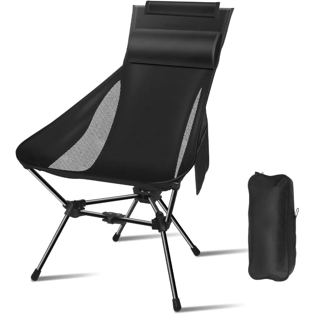 

Camping Chairs, Portable Camping Chair with Headrest and Storage Bag, Hiking, Travel, Beach and Sports, foldable chair