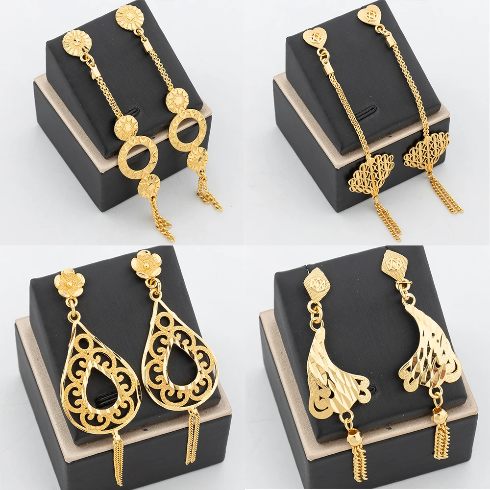 

4Sets Gold Plated Tassel Earrings for Women Fashion Personality Earrings Daily Wear 2024 Trendy Party Jewelry Accessories Gifts