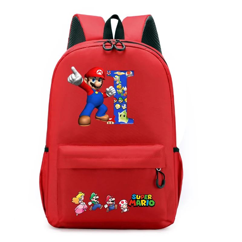 Super Mario Backpacks for Students Anime Cartoon Letter Printed Backpack Boys Girls Bilayer Schoolbags Children School Supplies