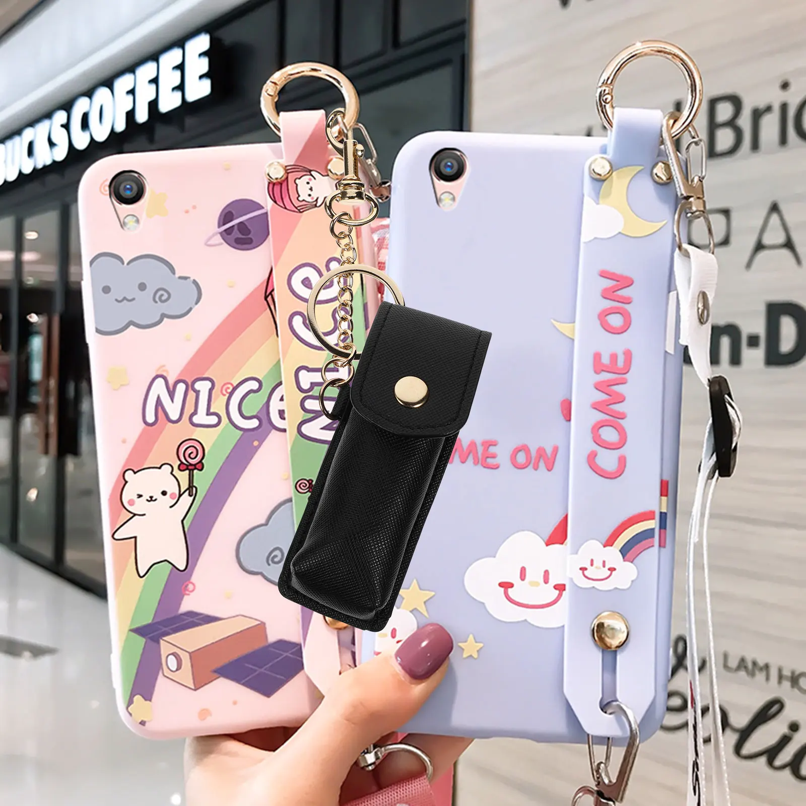 

2 Pcs Lipstick Protective Pu Case Portable Key Chain Holder Tint Lip Balm Pouch Bag Trendy Accessories