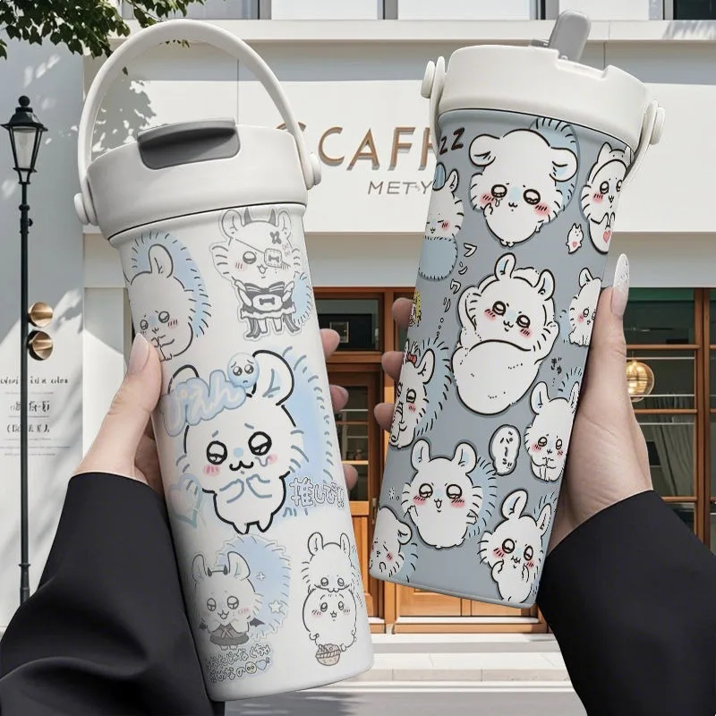 

Chiikawa Kawaiii Sanrio Anime Portable Insulated Water Cup Cute Cartoon 316 Stainless Steel Straw Large Capacity Bottle Gifts