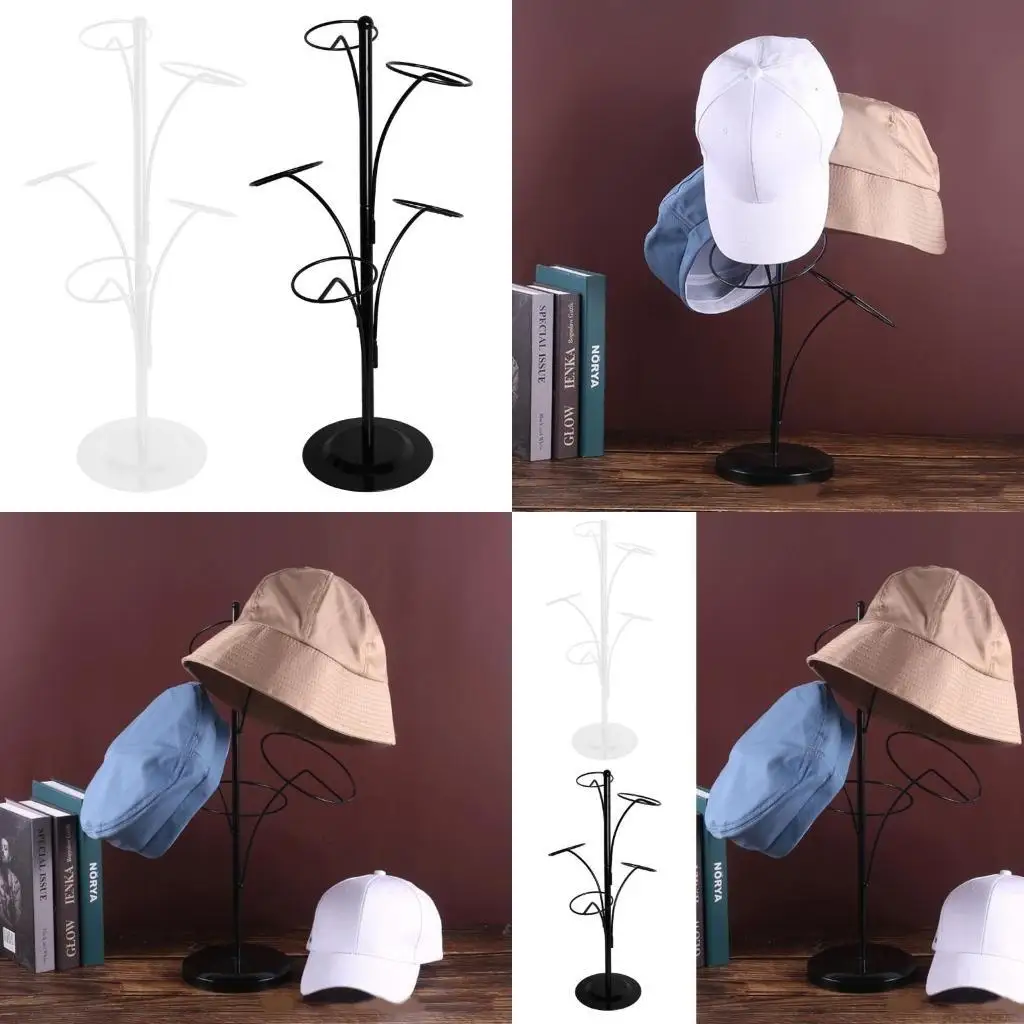 

D46E Современная металлическая подставка для шляп с 5 круглыми крючками Стойка для бейсбольной кепки Держатель для хранения шляп