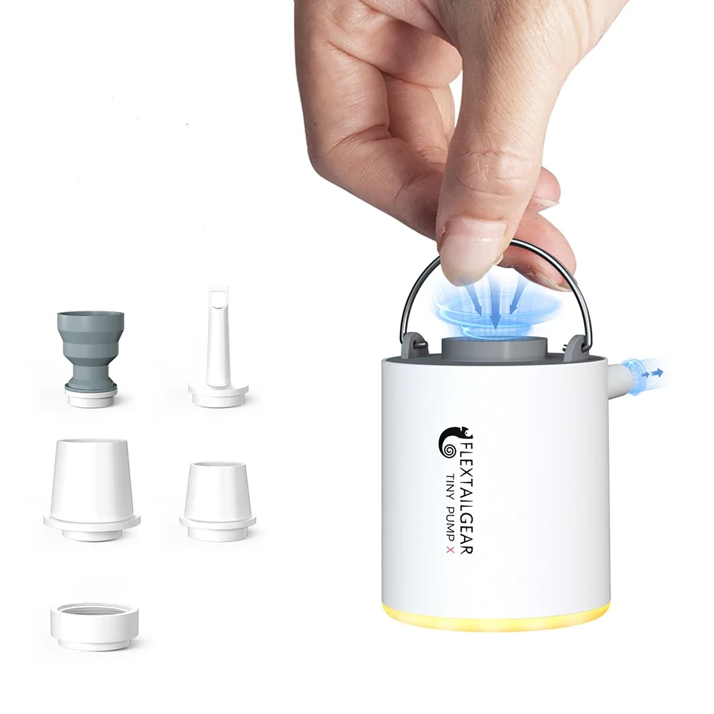 

FLEXTAILGEAR TINY PUMP X - Portable Camping Air Pump with 1300mAh Battery Rechargeable for Pool Floats Air Mattress Vacuum Bags