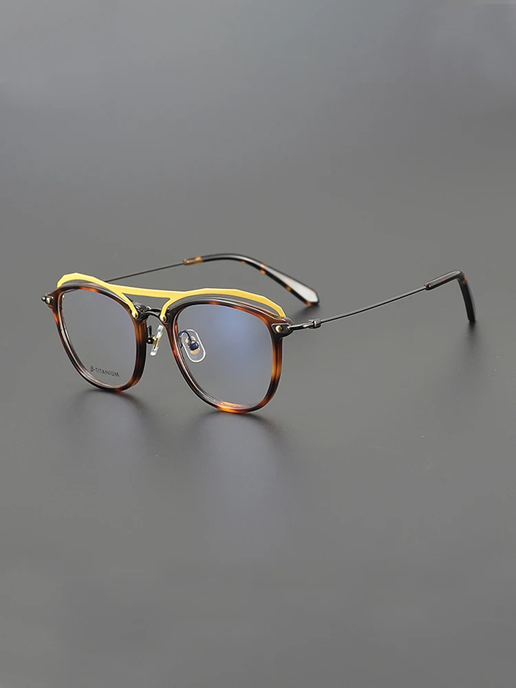 Ultralight personality niche glasses frame square retro spell multicolor literary fashion optical prescription myopia glasses