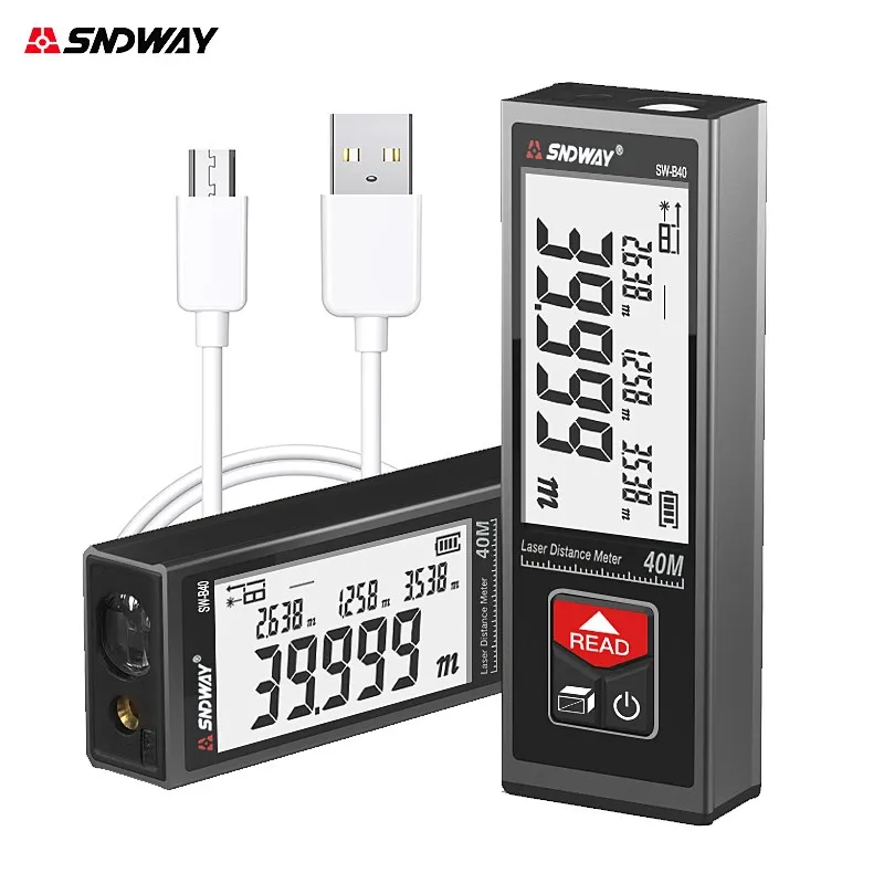 SNDWAY Laser Distance Meter High Precision 40M-50M-60M Laser Rangefinder Trena Measure Tape Construction Tools