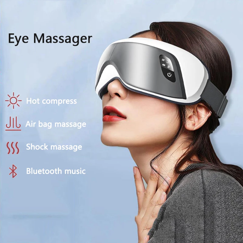 Chinese Factory Wholesale 6D Smart Electric 2021 Wireless Vibration Heated Therapy Air Pressure Music Eye Massage