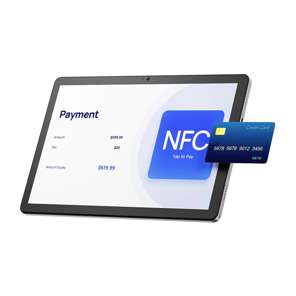 المزدوج Type-C PD اضغط لدفع اللافتات الرقمية NFC أندرويد لوحة اللمس اللوحي لقائمة المطاعم Softpos محطة طلب الكمبيوتر اللوحي