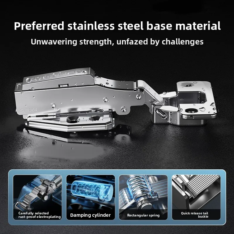 Soft Close Cabinet Hinges Stainless Steel Hydraulic Damper Furniture Door Two Stage Force Full Overlay Half Inset Options