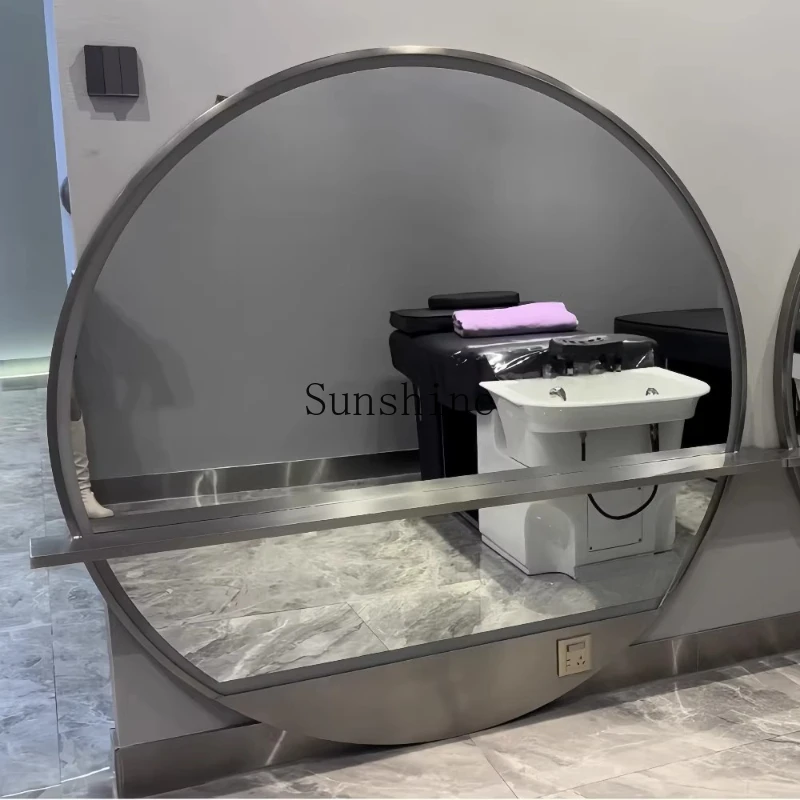 

Hair salon special wall-mounted floor-to-ceiling hair salon mirror Barber shop hair cut against the wall Fashion mirror