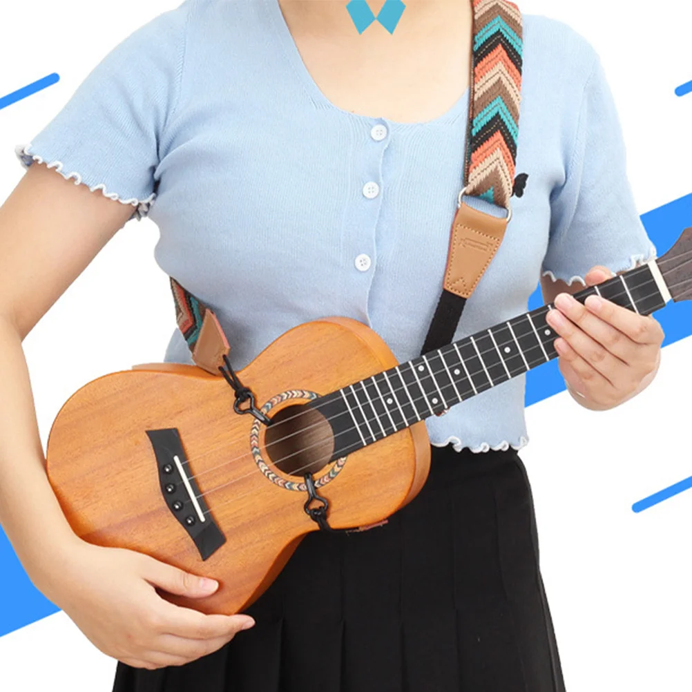 Ukulele Shoulder Strap Leopard Belt No Drill Guitar Instrument Accessories Nylon Double J Hook Ukelele Straps