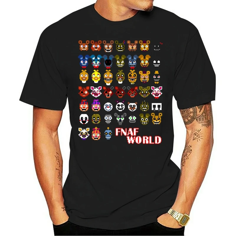 2020 New Coming FNAF World Game T Shirt 100% Cotton Crew Neck Europe T Shirts April Fools' Day Funny Cartoon Tops T Shirt