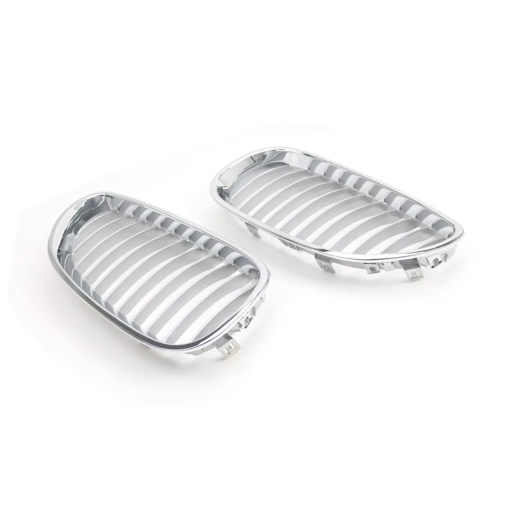 Grelhas de capô estilo cromado para o para-choque dianteiro para BMW Série 5 E60/E61 M5 325i 2004-2009, grelhas de ripas de linha única.