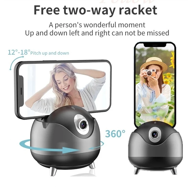 Anti Shake Auto Face Tracking Gimbal Smartphone Holder APP Free AI Face Recognition 360° Rotation Selfie Stand Live Streaming