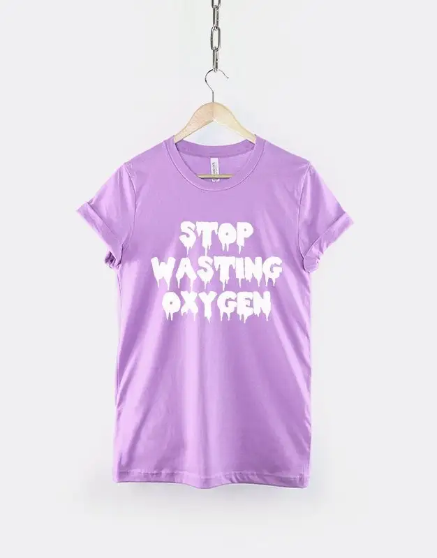 Pastel Goth T Shirt Stop Wasting Oxygen Clothing Mint Orchid Purple Light Pink Blue