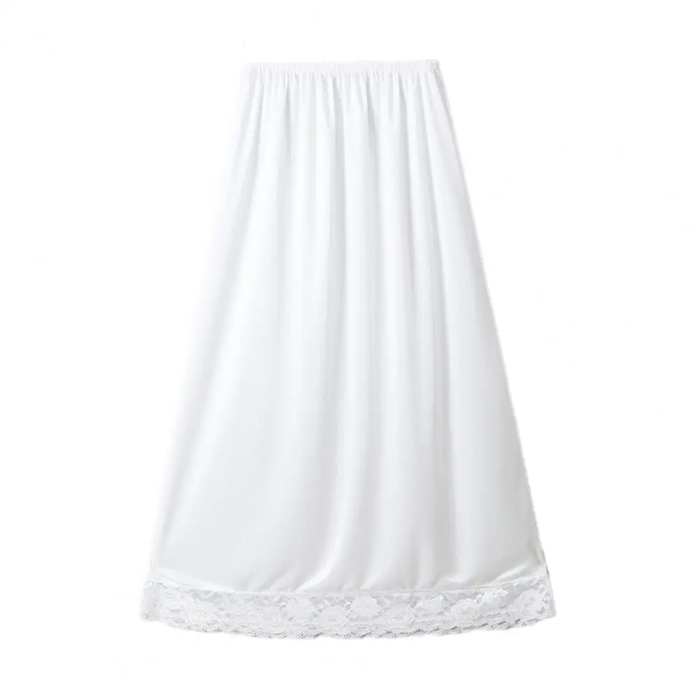 

Versatile Lace Skirt Elegant Lace Trim Women's Half Slip Skirt Extender for A-line Dresses Knee Length Midi Petticoat Underskirt