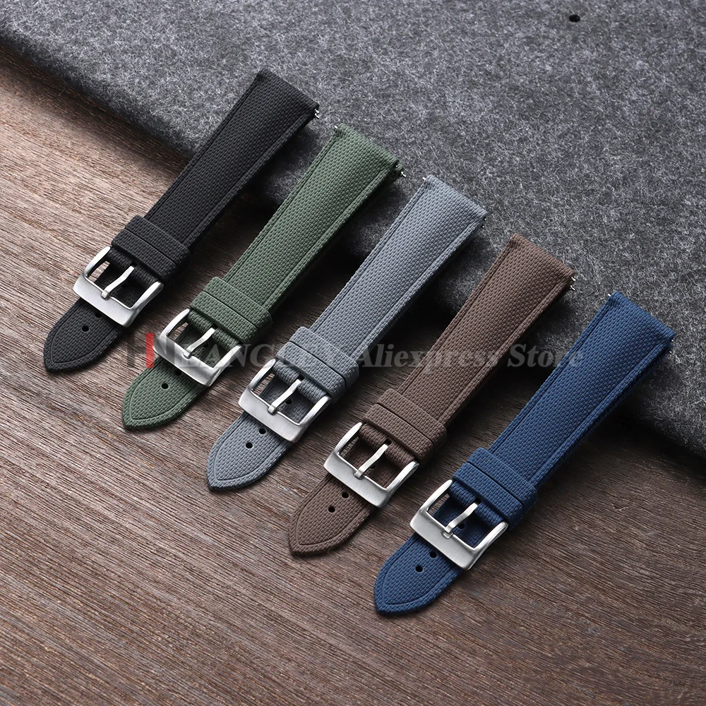 20mm 21mm 22mm FKM Rubber Braided Watch Straps Quick-Release Sport Band for Omega for Rolex for Seiko for Tissot Universal Belts