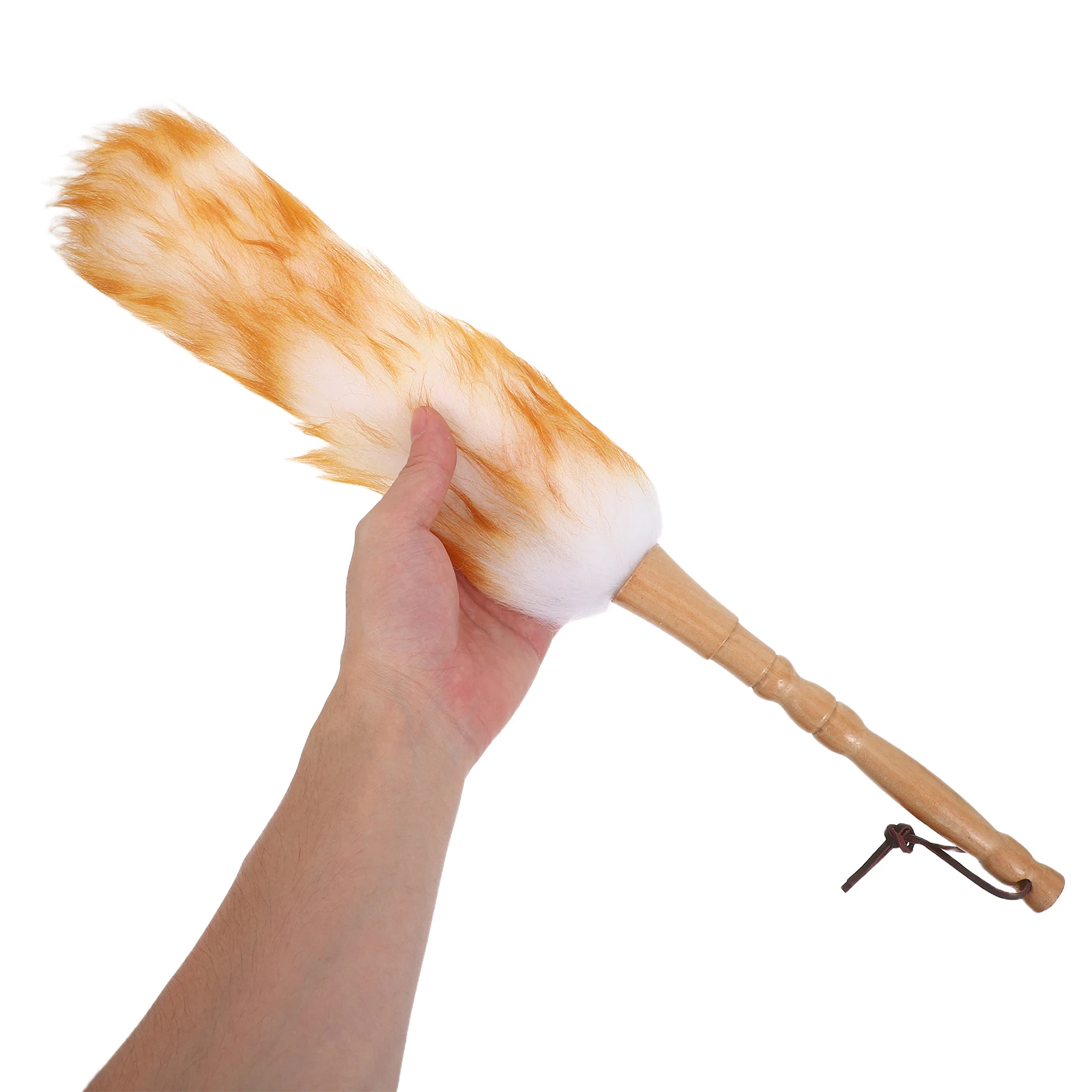 

Wool Desk Duster Natural Lambswool Flexible Wooden Handle Lightweight Cleaning Brush For Office Car Furniture Home Bedroom