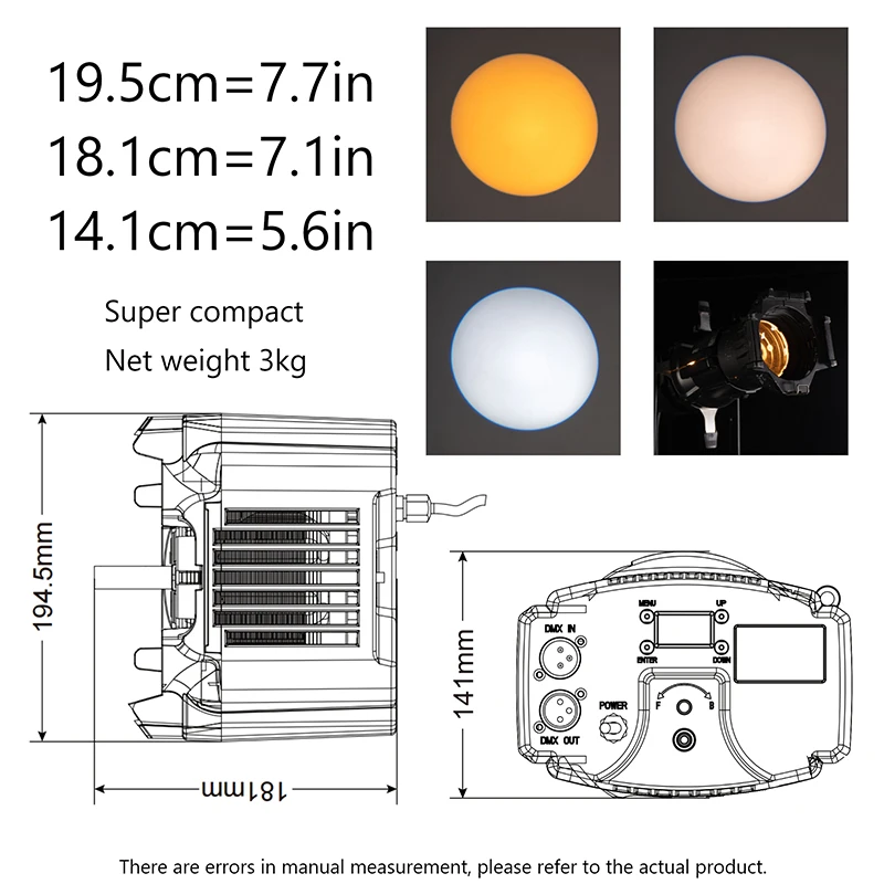 200W 2IN1 Cool&Warm LED Retrofit Profile Spotlight Upgraded Version Color Temperature 2200K-7000K Leko Lights for Museum Theater