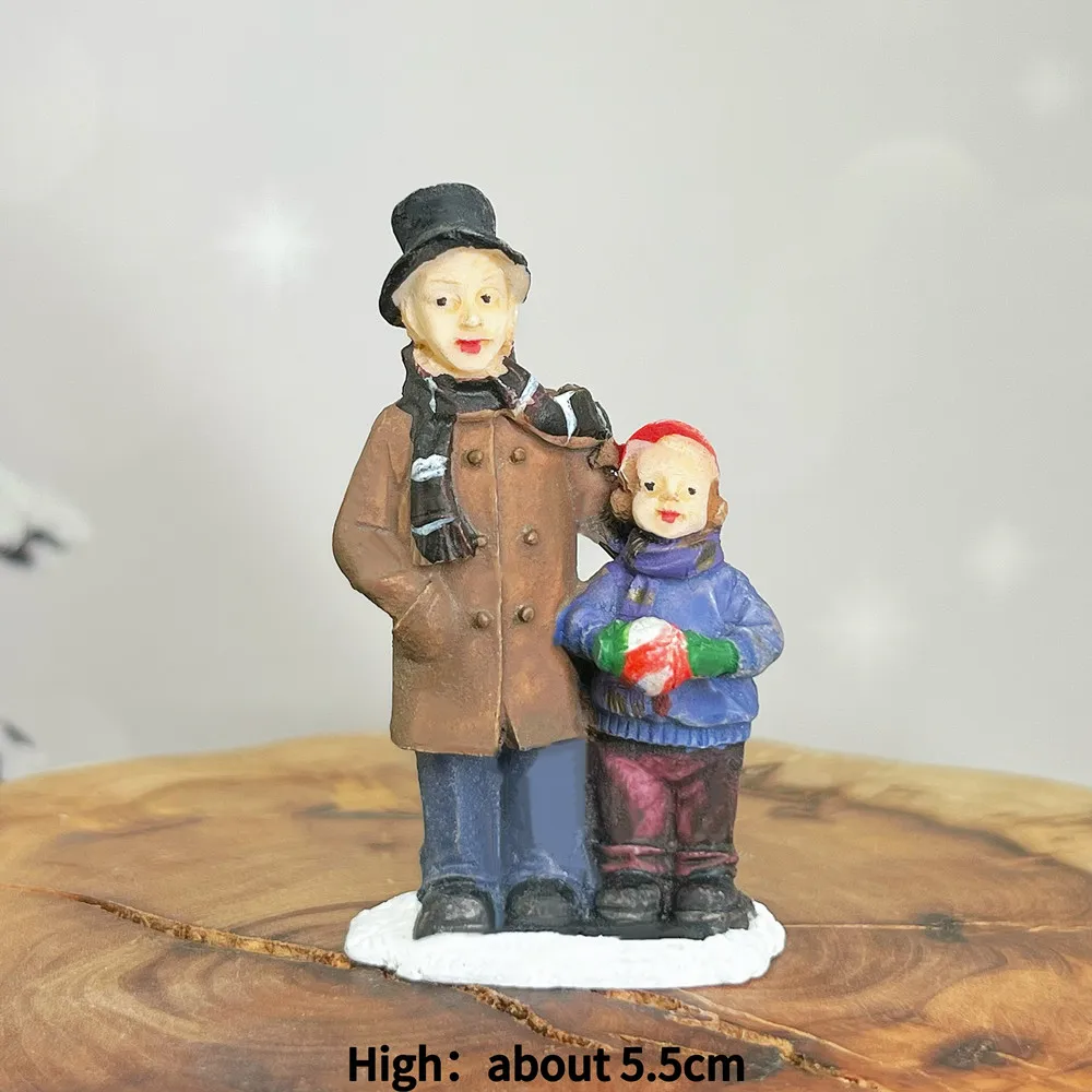 Weihnachtslieder-Sänger Harz-Minifiguren, Winterdorf-Szenen-Dekoration, Feiertagsgeschenk zum Sammeln – Detail 7