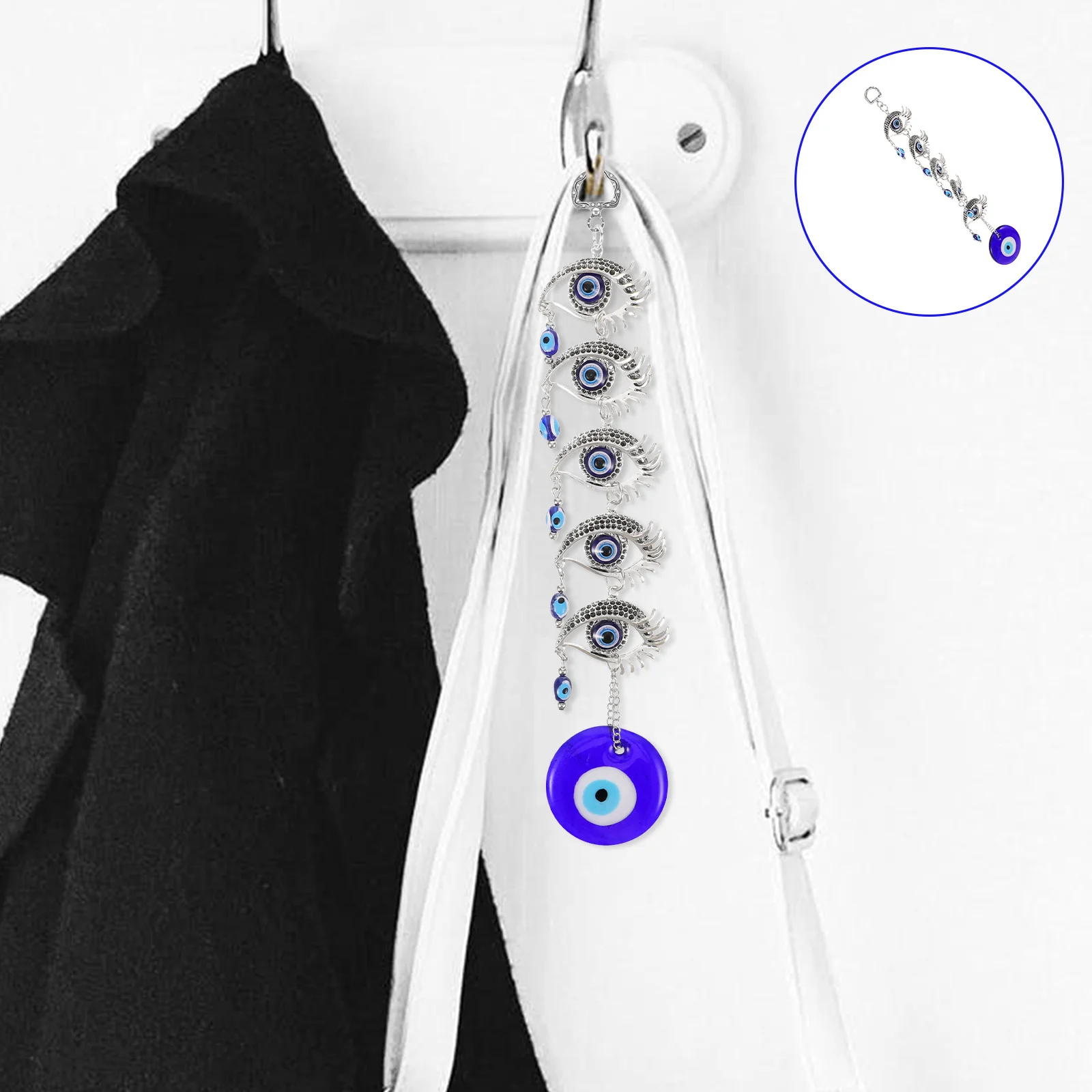 

Evil Eye Hanging Ornament Colored Glaze Turkish Protection Charm for Wall Car Rearview Mirror Blue Eye Decor Wall Accessory