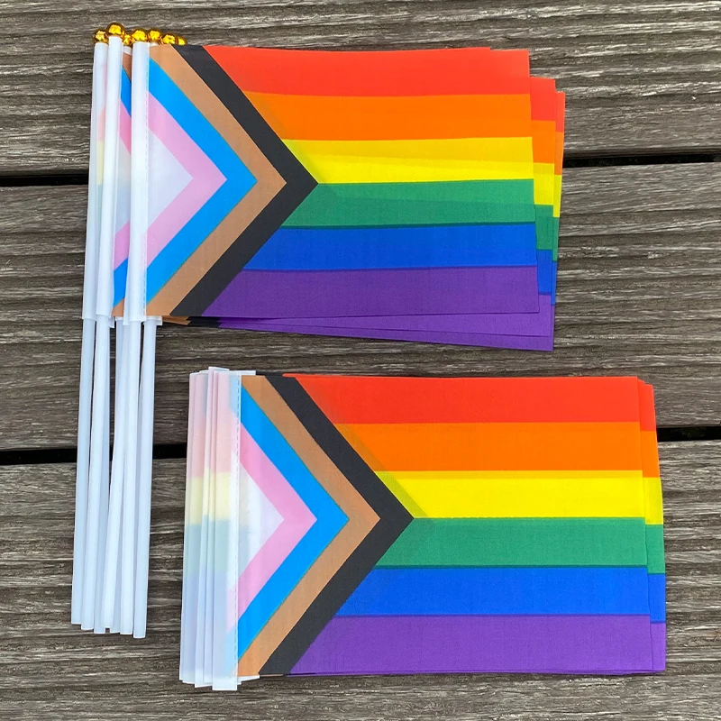 xvggdg  100pcs  14 * 21cm    Custom Hand Flag    Rainbow Hand Flag Car Moto Flags American Lesbian Gay Pride Flag for Party