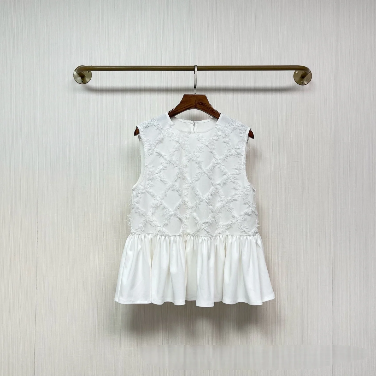 Women Summer Gentle Embroidery Cross Back Tie Sleeveless Tank Top