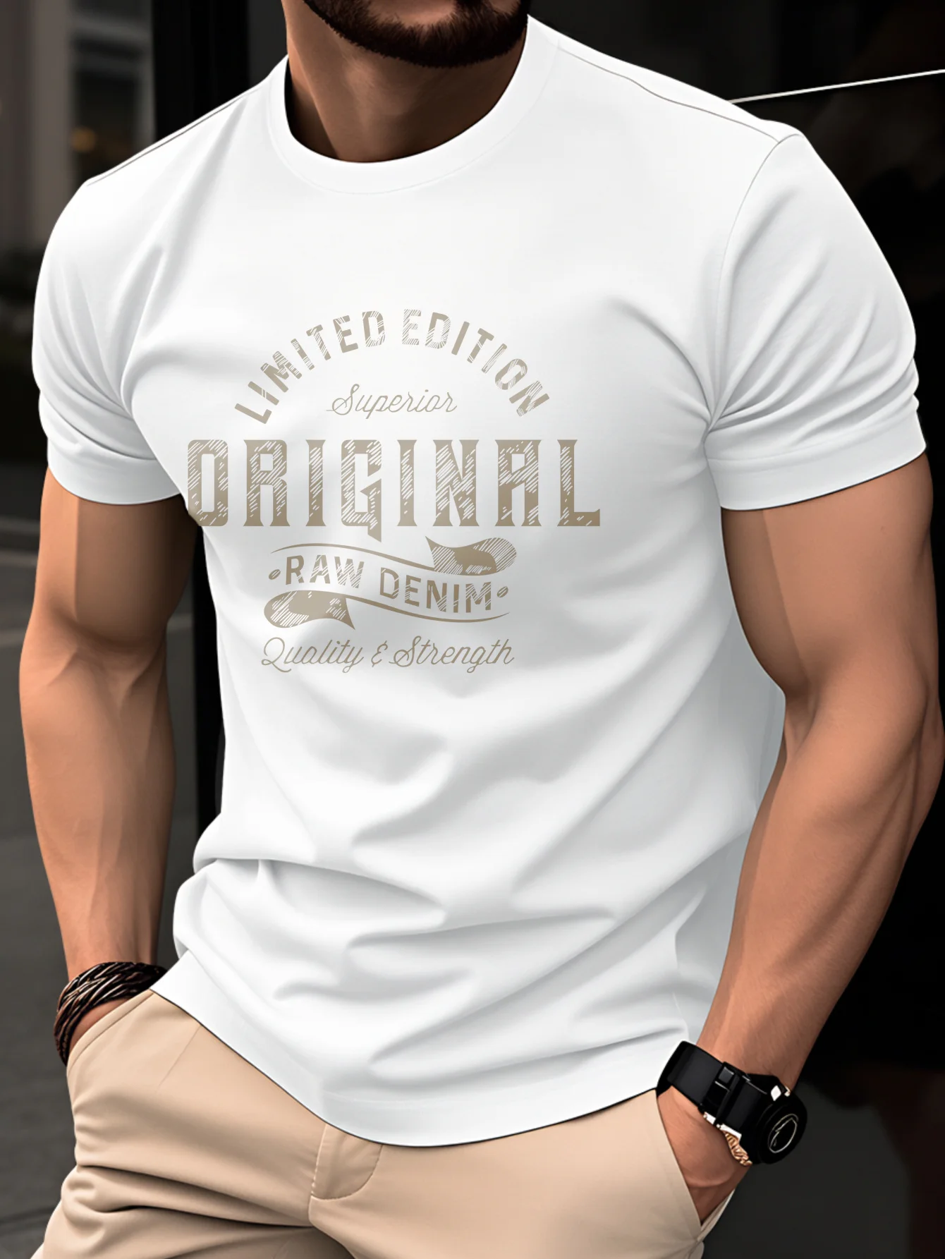 2026 Herren Vintage T-Shirt mit Buchstaben-Print, Lässiges Rundhals-Kurzarm-Baumwollshirt, Locker sitzendes Streetwear-Oberteil für den Sommer – Detail 5