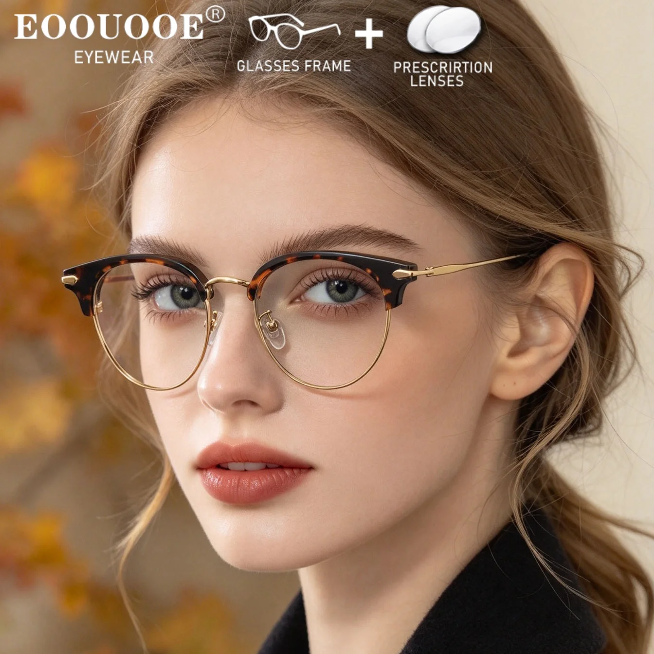 Retro Eyebrows Glasses Titanium Acetate Optics Eyeglasses Anti-Reflection Lenses Myopia Prescription Recipe UV scratch-resistan