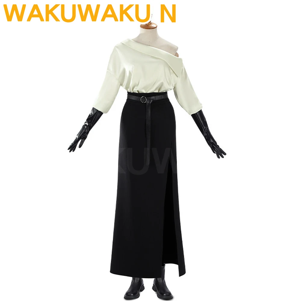 

Костюм для косплея Грейс Эшкрофт из игры WakuWaku-N: белая рубашка и черное длинное платье, размеры XS-3XL, для женщин, большие размеры