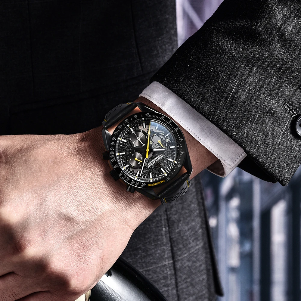 2025 New PAGANI DESIGN Moon Men's Watches Luxury Chronograph Quartz Watch For Men AR Sapphire Waterproof Sports Leather Clock