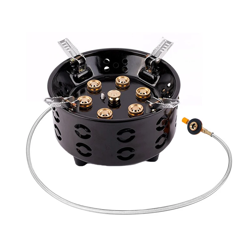 

Portable Windproof Camping Stove for Outdoor Hiking Cooking Steel 7 Burner Tourist Equipment