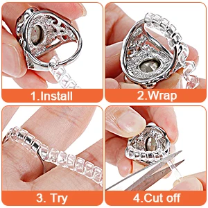 5 Pack Ring Size Adjuster - with 3 Sizes Clear Ring Sizer Adjuster for Loose Rings,Spiral Silicone Tightener Set