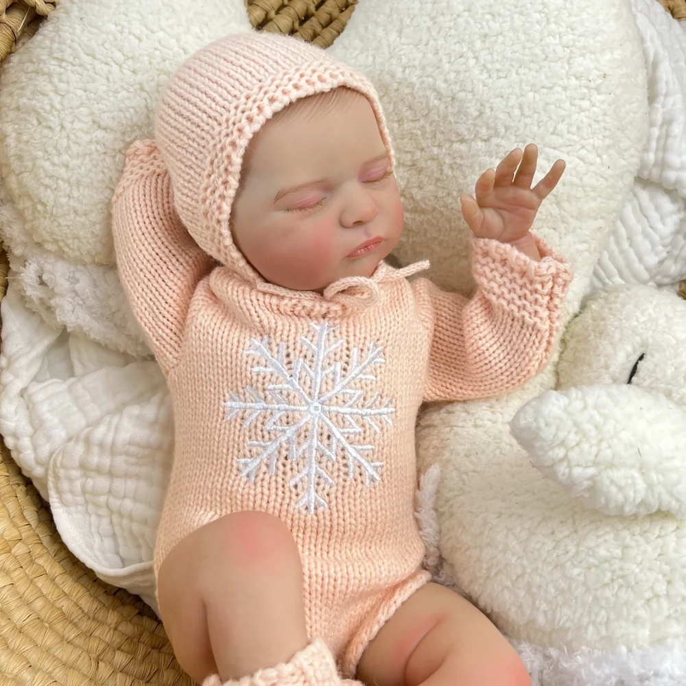 BZDOLL 50CM 잠자는 리본 베이비돌, 3D 피부와 눈에 띄는 정맥이 있는 여자아이용 장난감, 비닐 팔다리, 천 몸체, 아트 베이비 컬렉션