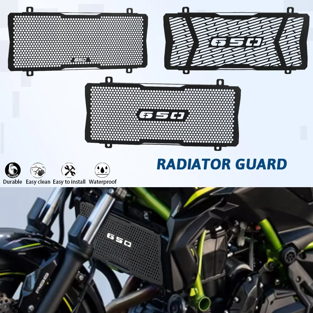 

2023 2024 Motorcycle FOR KAWASAKI Z650 Z 650 2017-2020 2021 2022 Radiator Guard Grille Oil Cooler Cover Black Aluminum alloy