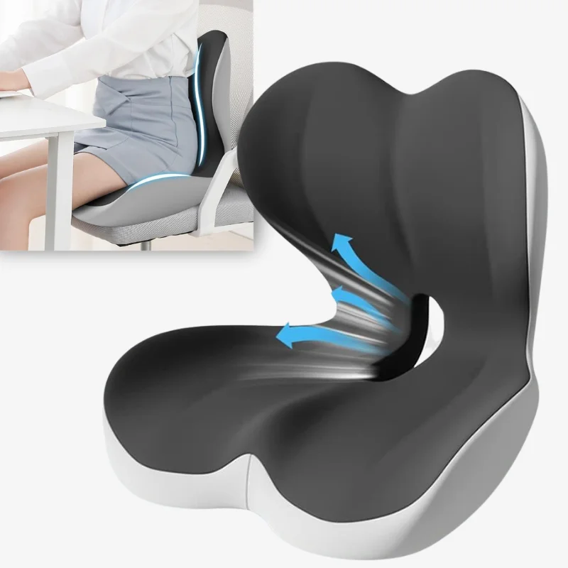 Memory Foam Ergonomic Car Seat Cushion Lumbar Back Support Pillow Orthopedic Pain Relief Pad For Office Chair Auto Seat Pad 쿠션