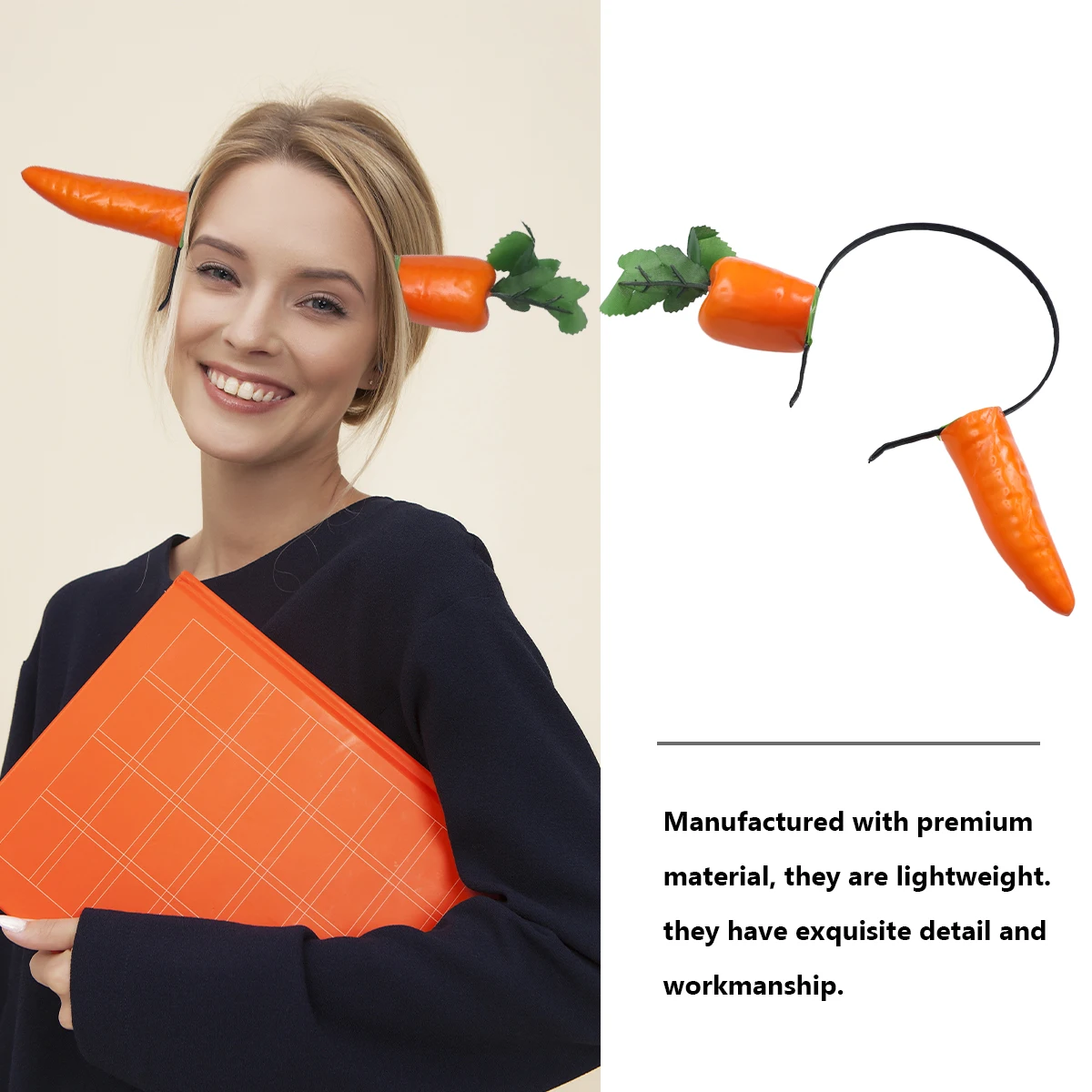 

Creative Carrot Hair Hoop for Women Party Halloween Festival Lightweight Fabric Foam Headband Adult Accessory Funny