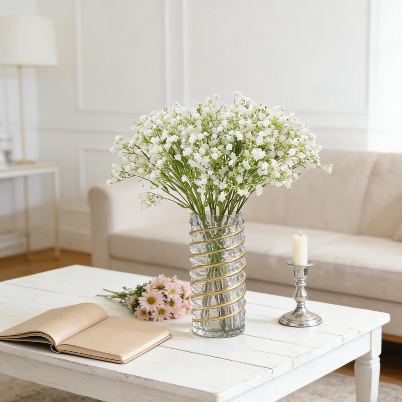 Artificial Babysbreath Flower Wedding Bridal Bouquets Outdoor Yard Garden Ornament Home Table Vase Center Holiday Handmade Photo
