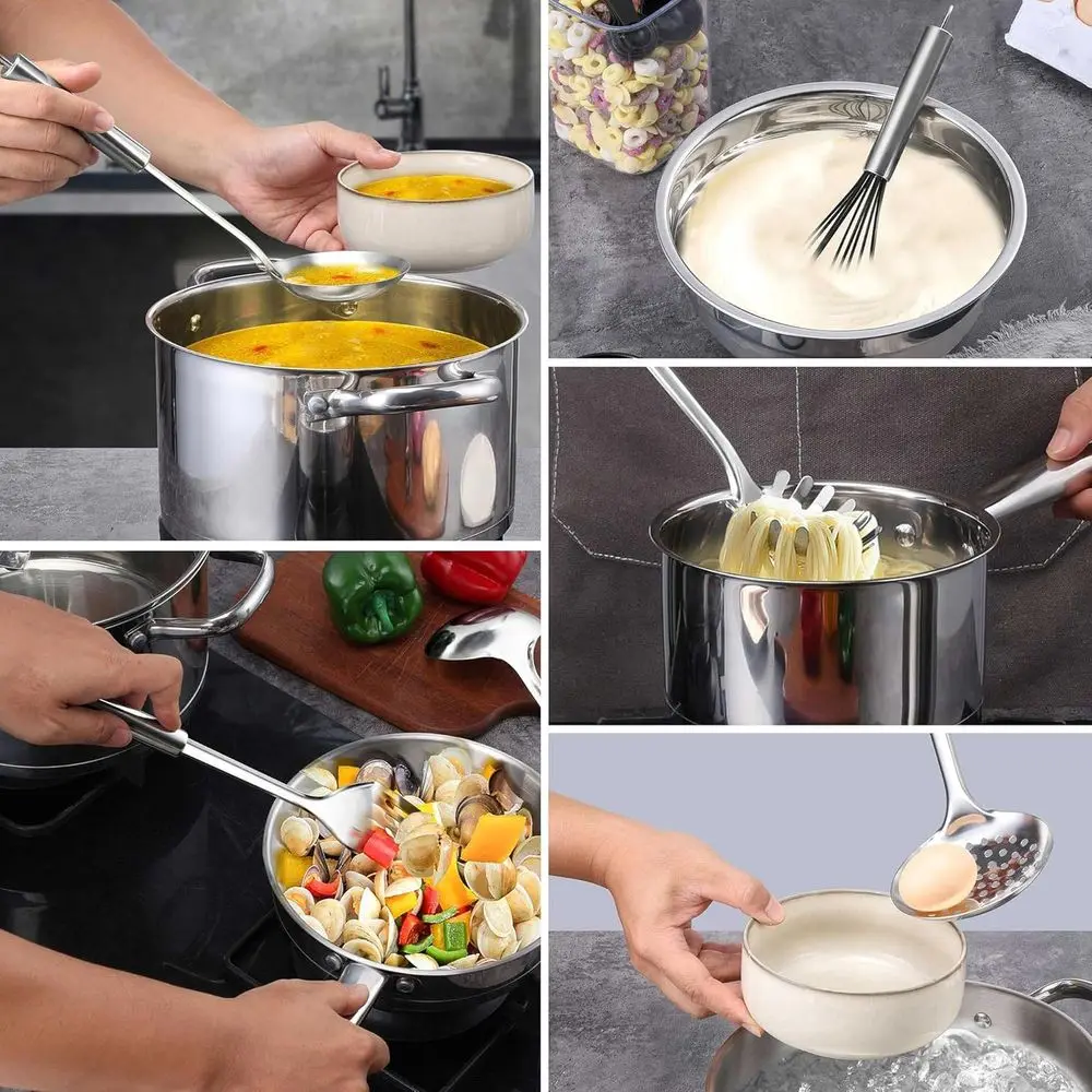 ชุดอุปกรณ์ครัวสแตนเลส 31 ชิ้นพร้อมที่วาง ทนความร้อน ปลอดสารพิษ ใช้กับเครื่องล้างจานได้