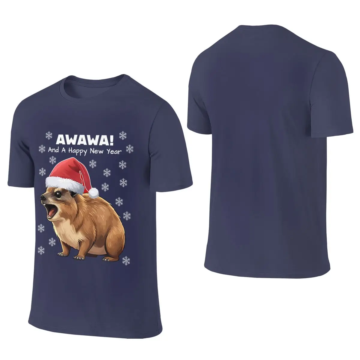Rock Hyrax Awawa A Happy New Year 2024 Pattern Versatile Reversible T-shirt Fitness Leisure   Basic Tee