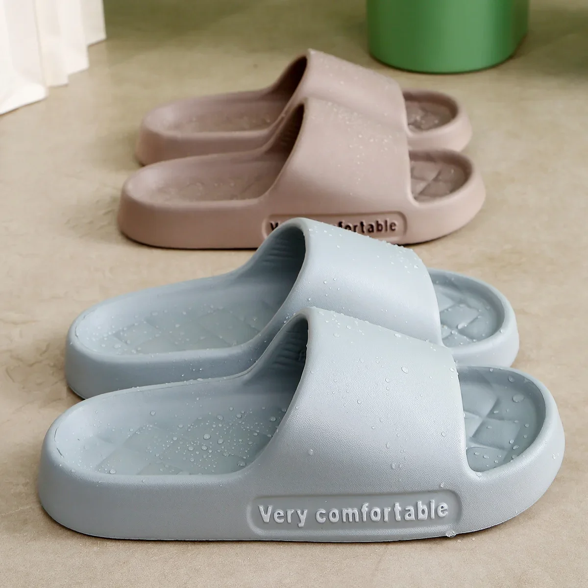 Anti-Slip Bathroom Slippers EVA Home Use Men's Flip Flops Women's Slip-On Shoes Comfortable Sensation Cross-Border Shipping